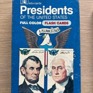 Rare Vintage Presidents United States Color Flash Cards Game All Ages edu-cards
